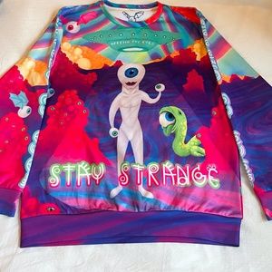 Unisex Rainbow Alien "Stay Strange" Sweater - LARGE